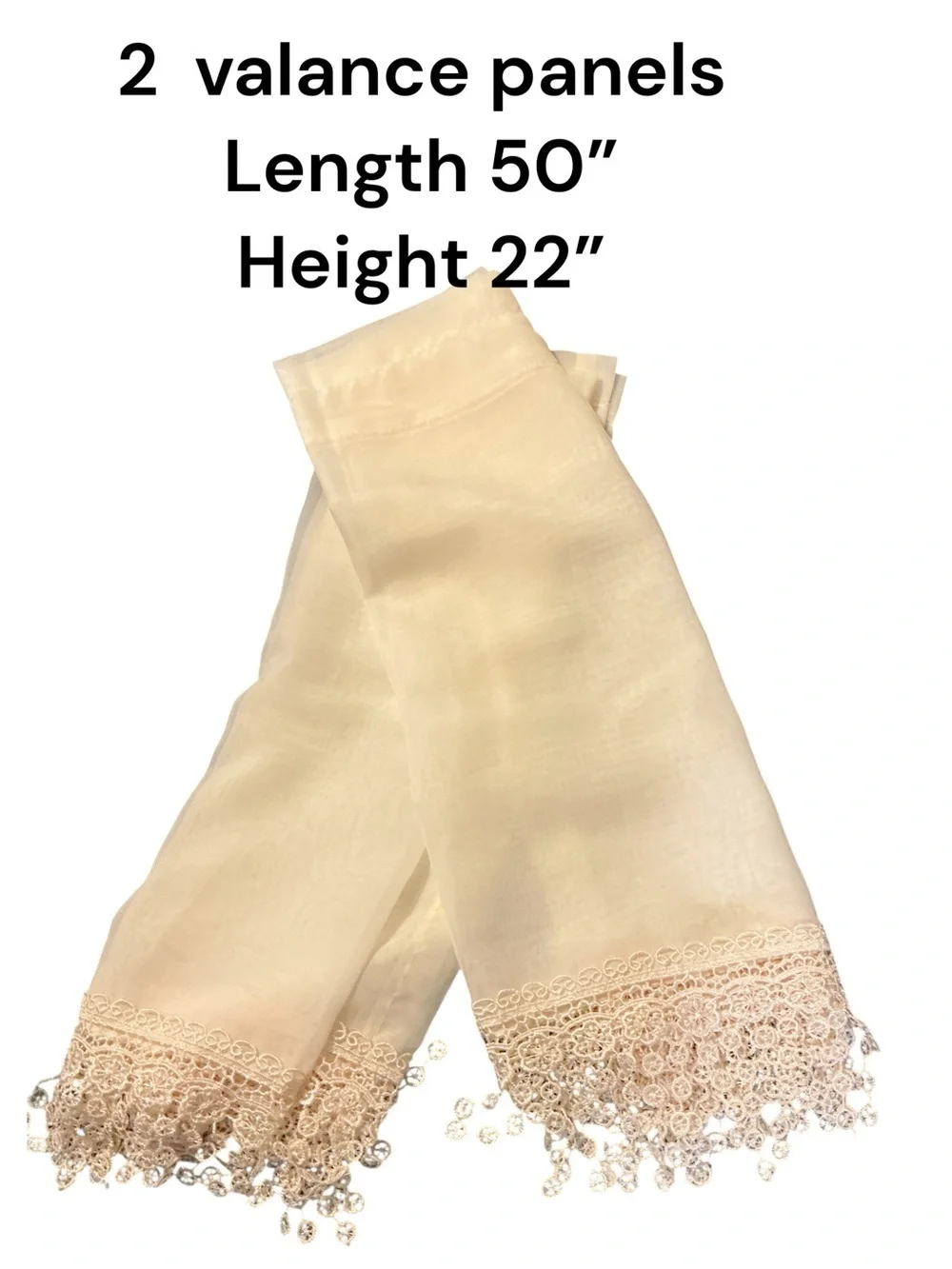 Kids Cream Valance Panels with Beaded Trim